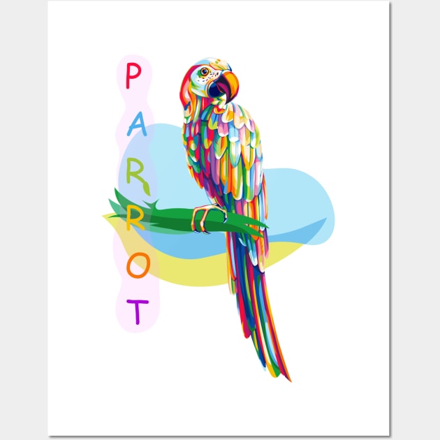 parrot colorful pop art Wall Art by ZeekayID